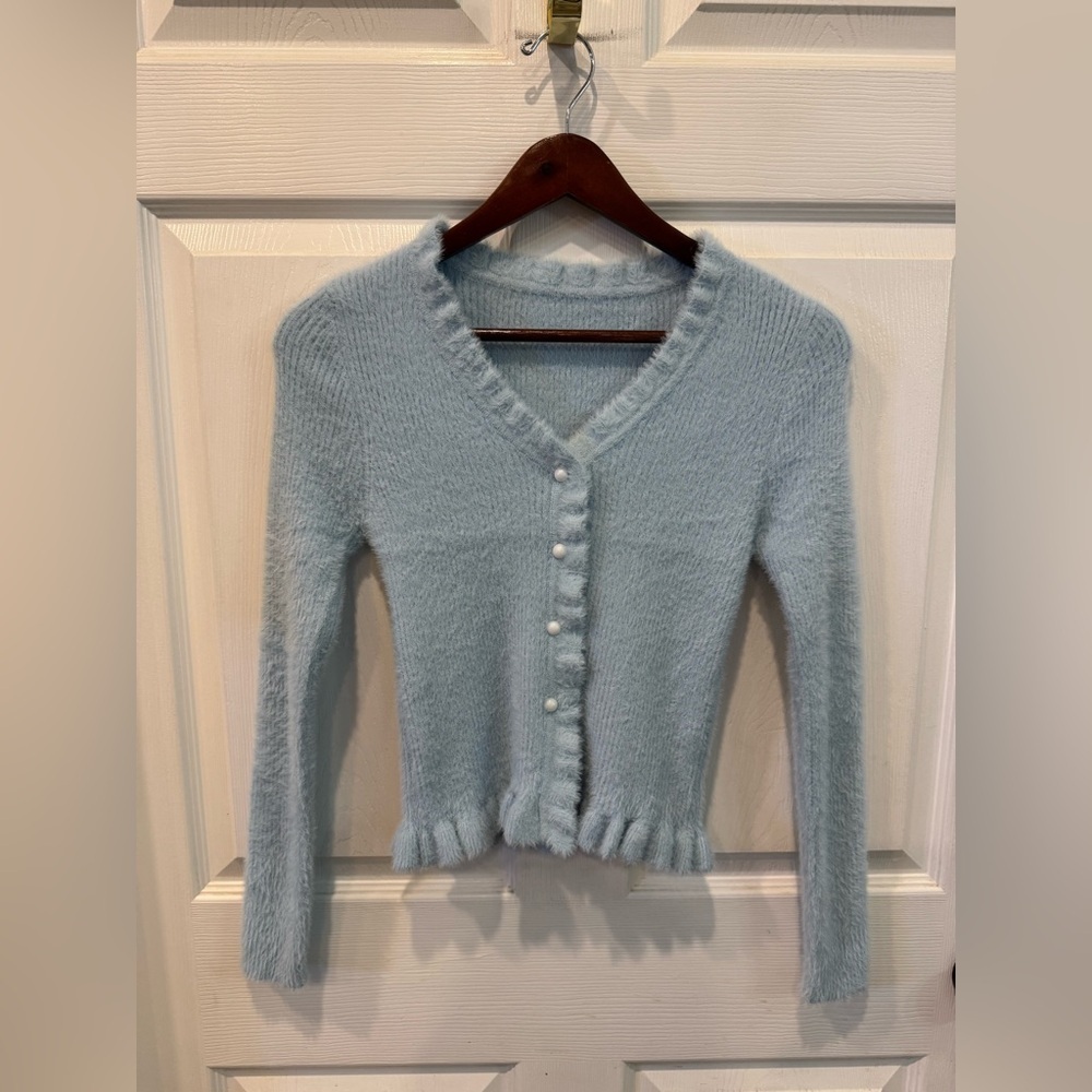 Unbranded Cardigan Long Sleeve Soft Ruffle Women’s Size Small - Picture 2 of 10
